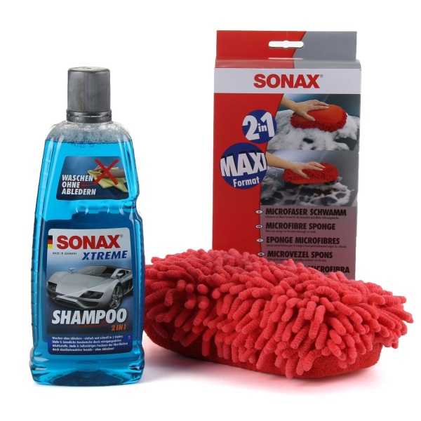 Set Sonax Xtreme Șampon Spalare Si Uscare 2 In 1 1L 215300 + Sonax Burete Din Microfibre Pentru Spălat 428100